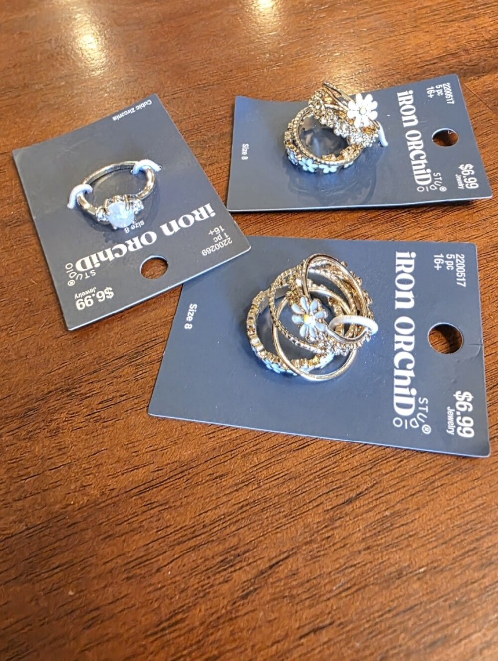 NWT 3 Stacking Ring Sets. Gold Daisey Foral & Mock Opal Silver. All Size 8 - Picture 6 of 6